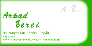 arpad berei business card